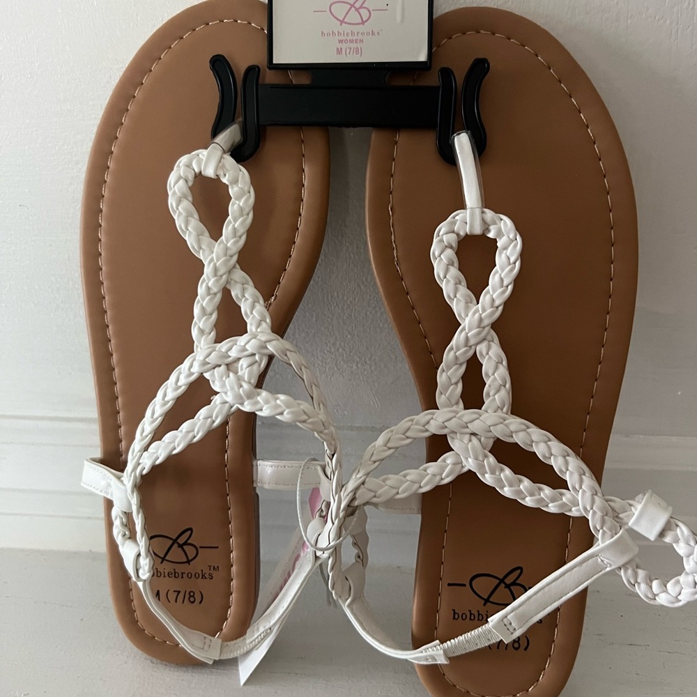 SOLD Bobbie Brooks White Braided Sandals